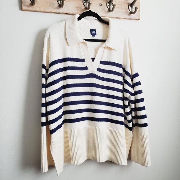 Gap Women's Striped V-Neck Sweater Size Large Casual & Stylish GUC - Picture 9 of 14
